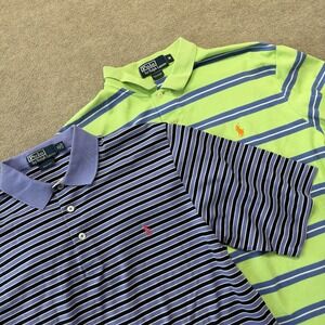 LOT OF 2 Polo‎ Ralph Lauren Polo Shirt Men's M Striped Pony
